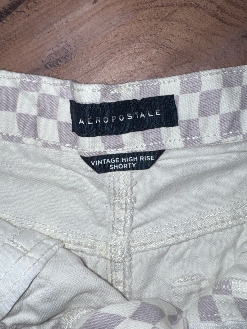 Aeropostale White Checkerboard Denim Cutoff Shorts